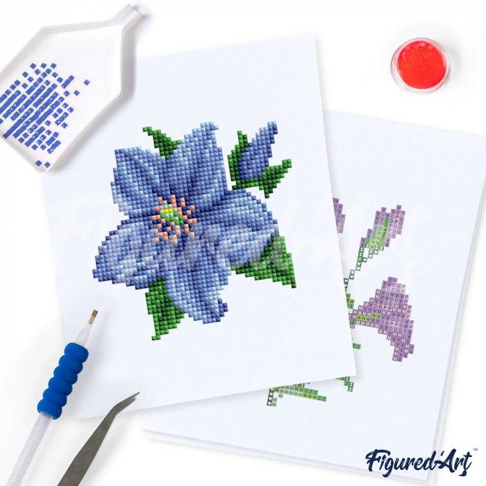 Mini set 12 goblenuri cu diamante, fara sasiu, Flori 2, 18x15 cm [4]