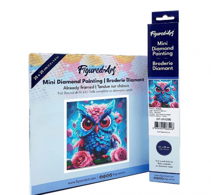 Mini set goblen cu diamante, cu sasiu, Pui de bufnita, 25x25 cm [7]