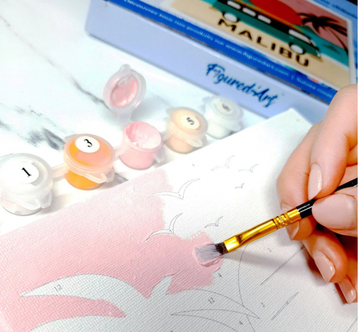 Mini set pictura pe numere, cu sasiu, Iubirea in stil japonez, 20x20 cm [9]