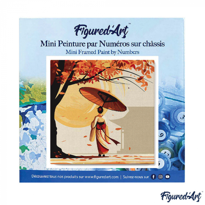 Mini set pictura pe numere, cu sasiu, Mers delicat de gheisa, 20x20 cm [10]