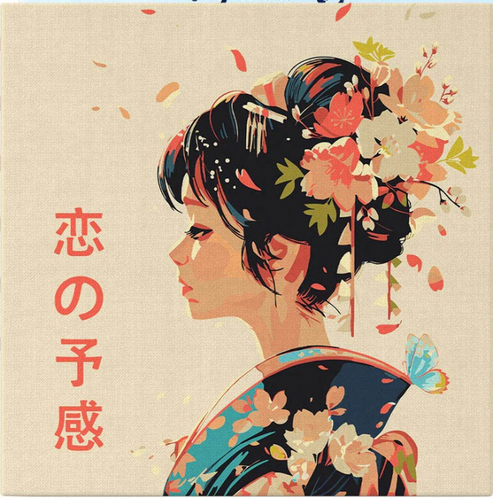 Mini set pictura pe numere, cu sasiu, Iubirea in stil japonez, 20x20 cm [1]