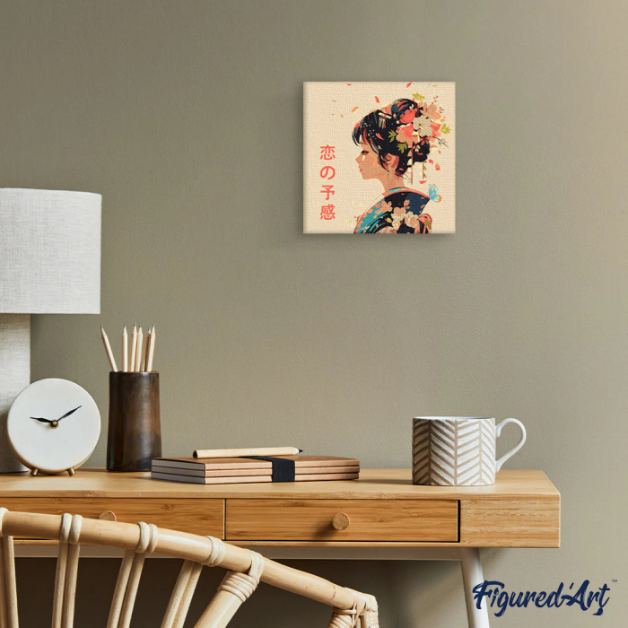 Mini set pictura pe numere, cu sasiu, Iubirea in stil japonez, 20x20 cm [4]