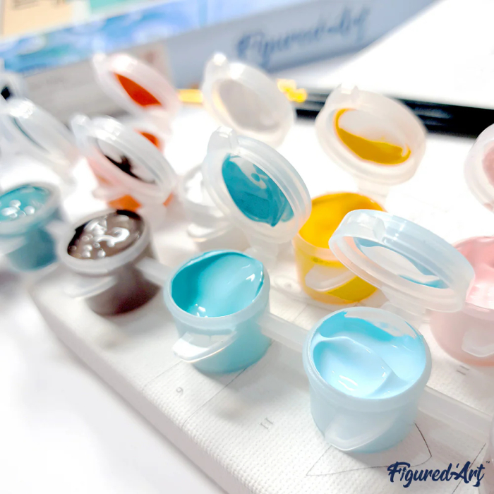 Mini set pictura pe numere, cu sasiu,  Sfanta familie, 20x20 cm [6]