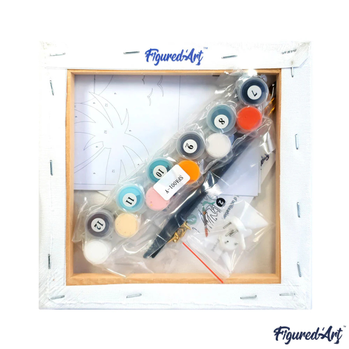 Mini set pictura pe numere, cu sasiu,  Lac si muntele Fuji, 20x20 cm [5]