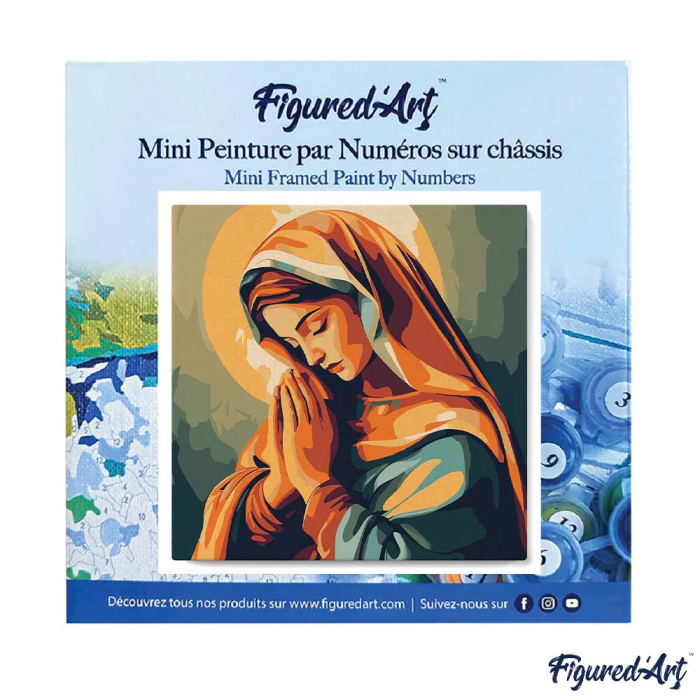Mini set pictura pe numere, cu sasiu,  Maria in rugaciune, 20x20 cm [8]