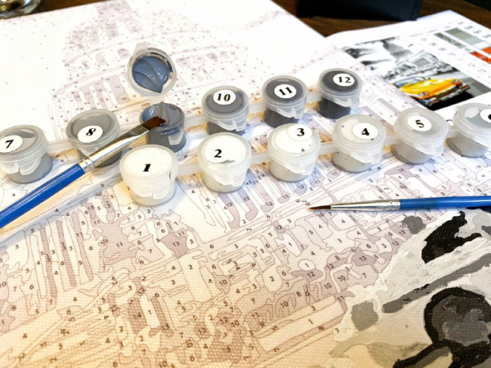 Set pictura pe numere si goblen cu diamante, cu sasiu, Peisaj de vacanta, 40x50 cm [3]