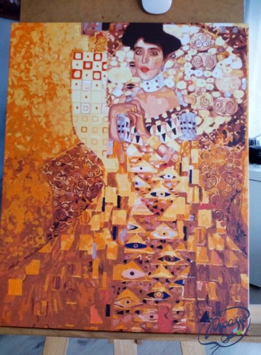 Set pictura pe numere, cu sasiu, Femeia in aur - Klimt, 40x50 cm [3]