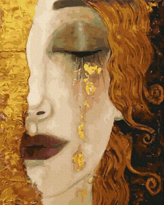 Set pictura pe numere, cu sasiu, Lacrimi aurii - Klimt, 50x65 cm [1]