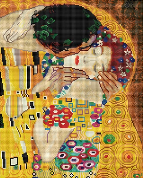 Set goblen cu diamante, cu sasiu, Sarutul - G. Klimt, 40x50 cm [1]