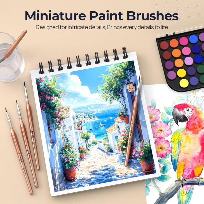 Set 10 pensule Nicpro cu varf rotund pentru detalii fine [5]