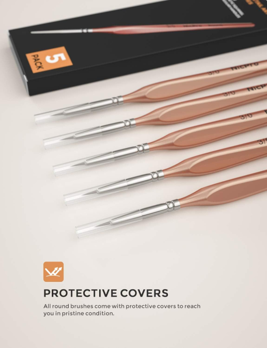 Pensula Nicpro cu varf rotund pentru detalii fine 3/0 [3]