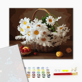 Set pictura pe numere premium, cu sasiu, Margarete salbatice, 40x50 cm [2]
