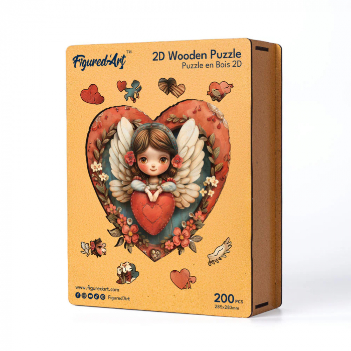 Puzzle 2D, din lemn, Inger si inima, 200 piese [7]
