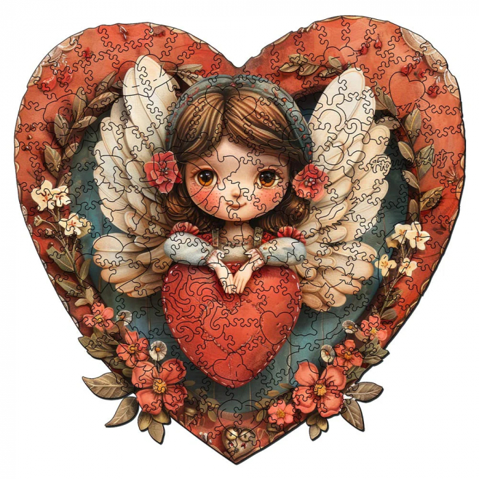 Puzzle 2D, din lemn, Inger si inima, 200 piese [1]
