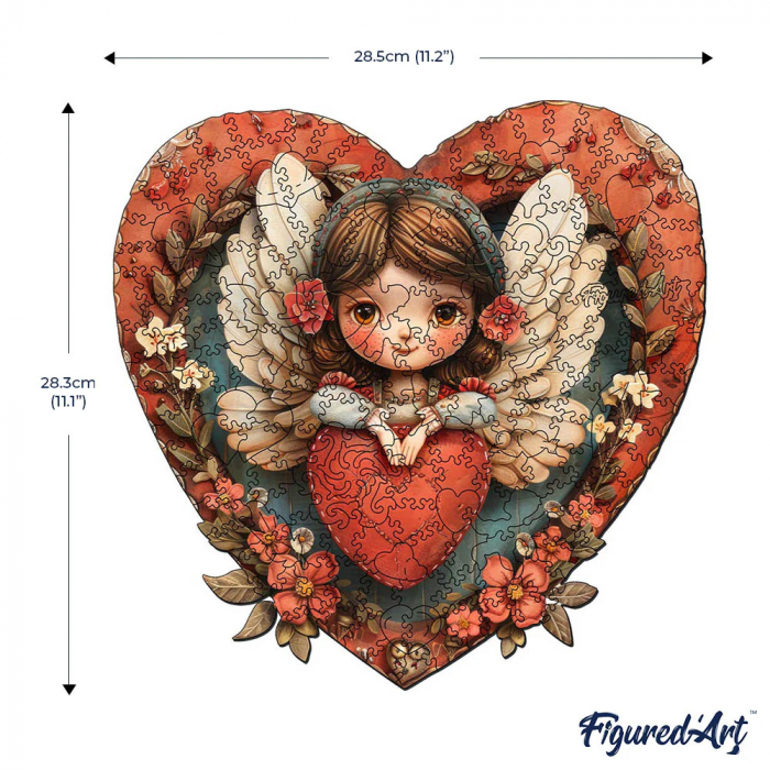 Puzzle 2D, din lemn, Inger si inima, 200 piese [3]