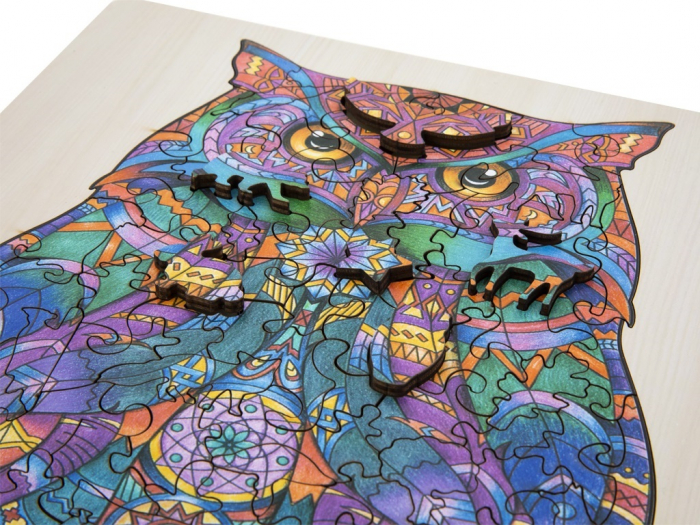 Puzzle 2D, din lemn, Bufnita, 130 piese [6]