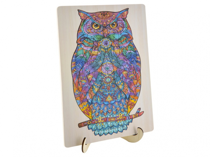 Puzzle 2D, din lemn, Bufnita, 130 piese [3]