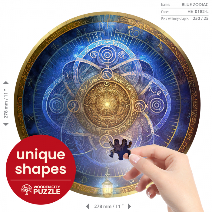 Puzzle 2D, din lemn, Zodiac albastru, 250 piese [3]