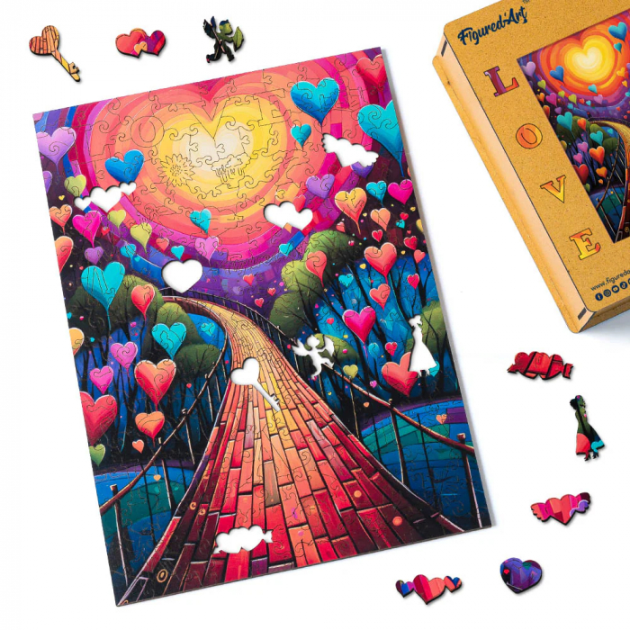 Puzzle 2D, din lemn, Drumul inimilor, 200 piese [2]