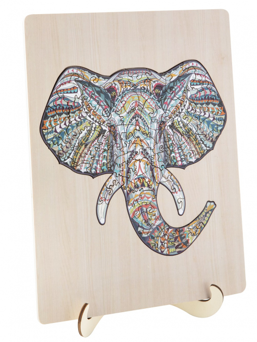 Puzzle 2D, din lemn, Elefant, 137 piese [2]