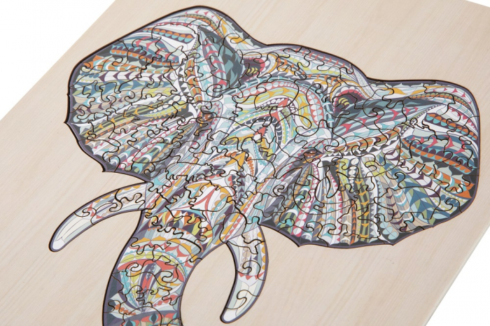 Puzzle 2D, din lemn, Elefant, 137 piese [5]