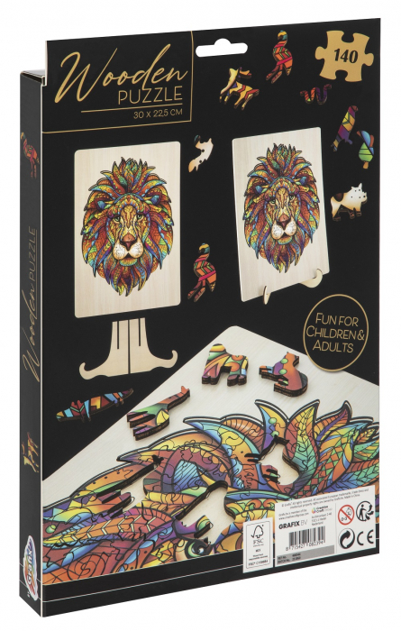 Puzzle 2D, din lemn, Leu, 145 piese [8]