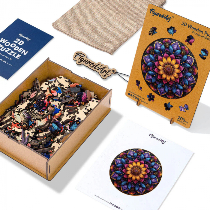 Puzzle 2D, din lemn, Mandala, 200 piese [5]