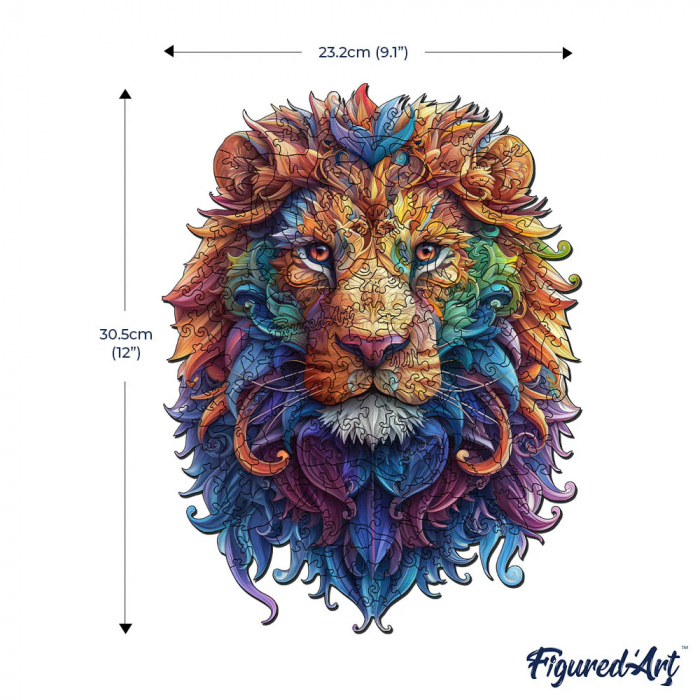 Puzzle 2D, din lemn, Leu regal, 200 piese [6]