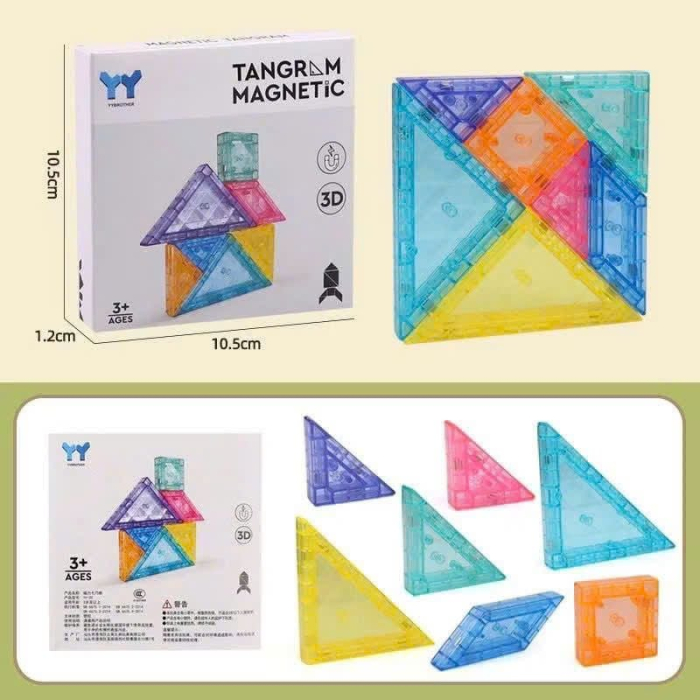Puzzle 3D, din plastic, magnetic, Tangram, 7 piese [6]