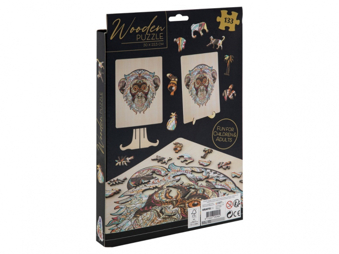 Puzzle 2D, din lemn, Maimuta, 133 piese [9]