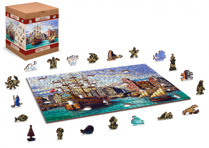Puzzle 2D, din lemn, Nave in port, 505 piese [8]