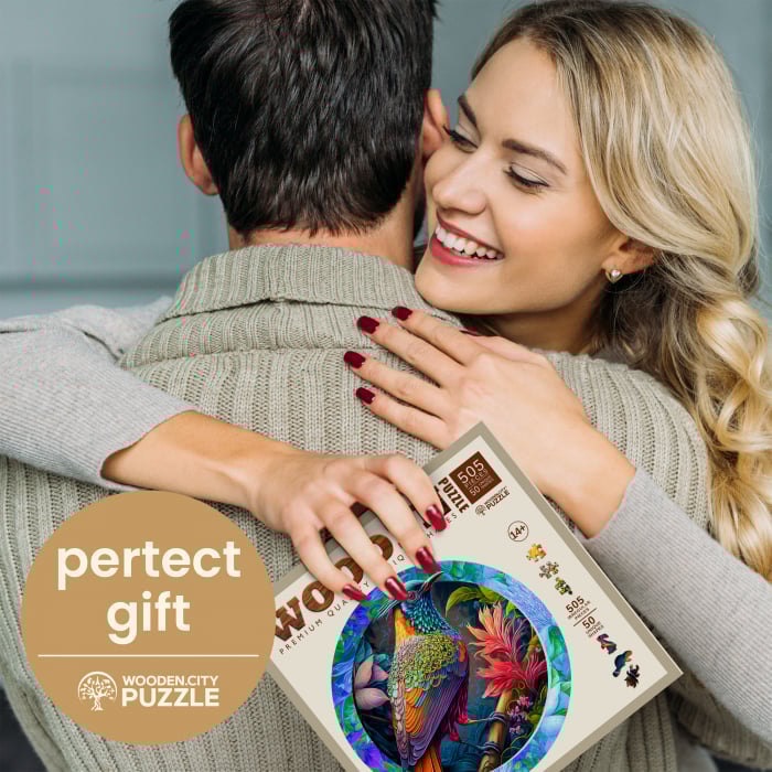 Puzzle 2D, din lemn, Pasare colorata, 500 piese [7]