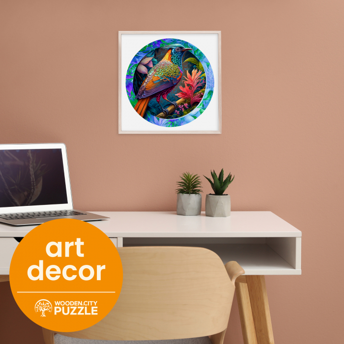 Puzzle 2D, din lemn, Pasare colorata, 500 piese [8]