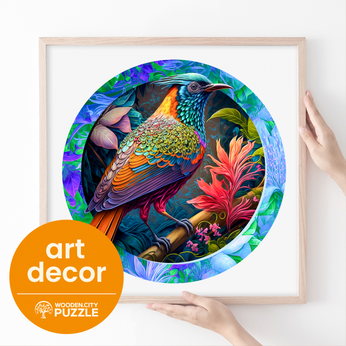 Puzzle 2D, din lemn, Pasare colorata, 500 piese [5]