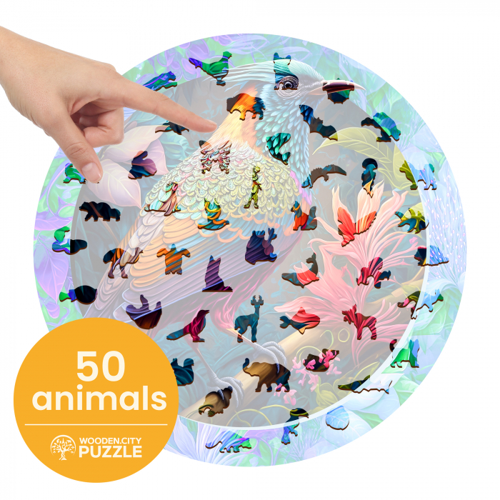 Puzzle 2D, din lemn, Pasare colorata, 500 piese [3]