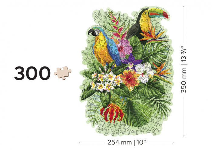 Puzzle 2D, din lemn, Pasari tropicale, 300 piese [6]