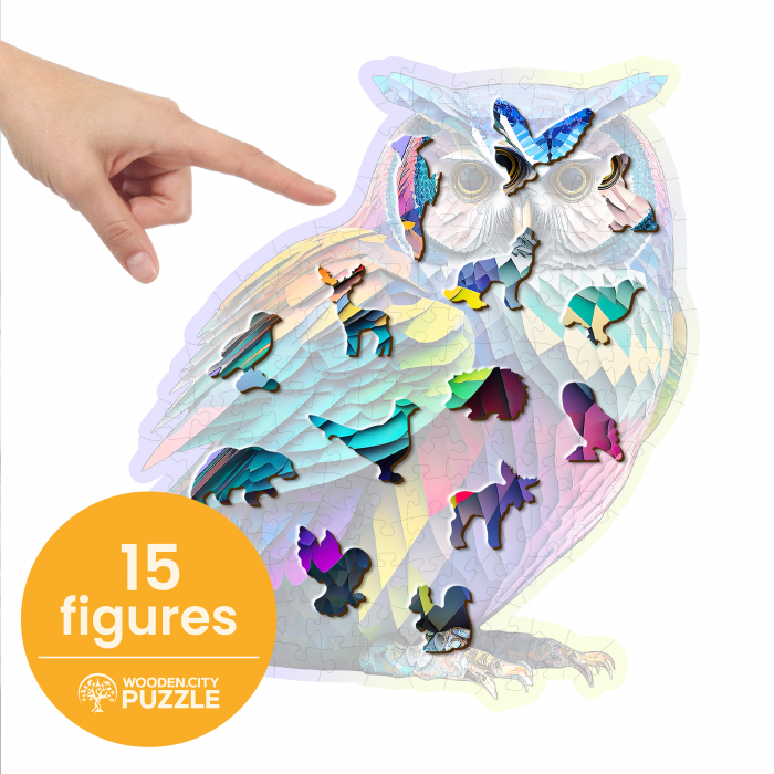 Puzzle 2D, din lemn, Bufnita, 150 piese [3]