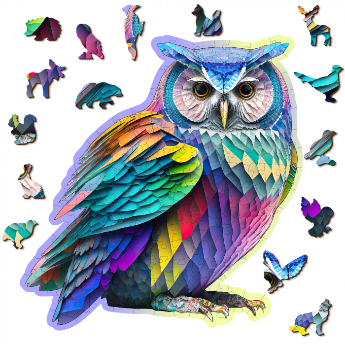 Puzzle 2D, din lemn, Bufnita, 150 piese [2]