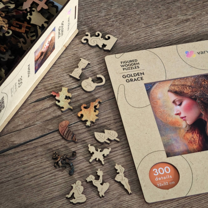 Puzzle 2D, din lemn, Gratie aurie, 300 piese [3]
