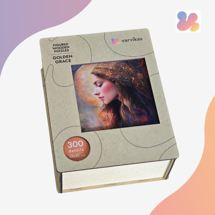 Puzzle 2D, din lemn, Gratie aurie, 300 piese [5]