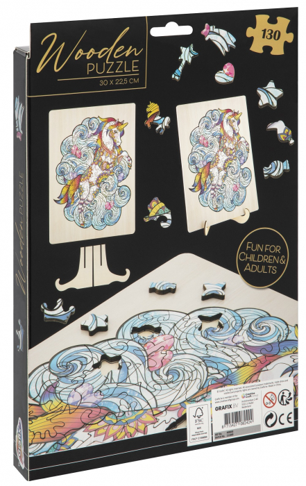 Puzzle 2D, din lemn, Unicorn, 129 piese AVAN [8]