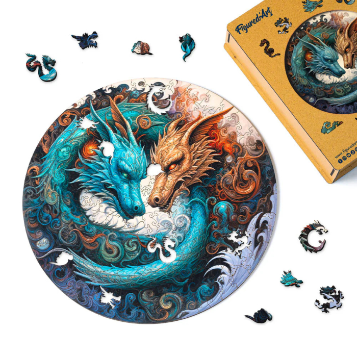 Puzzle 2D, din lemn, Dragonii energiei, 200 piese [2]