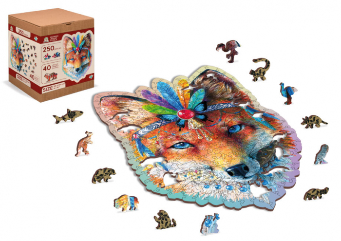 Puzzle 2D, din lemn, Vulpe mistica, 150 piese [4]