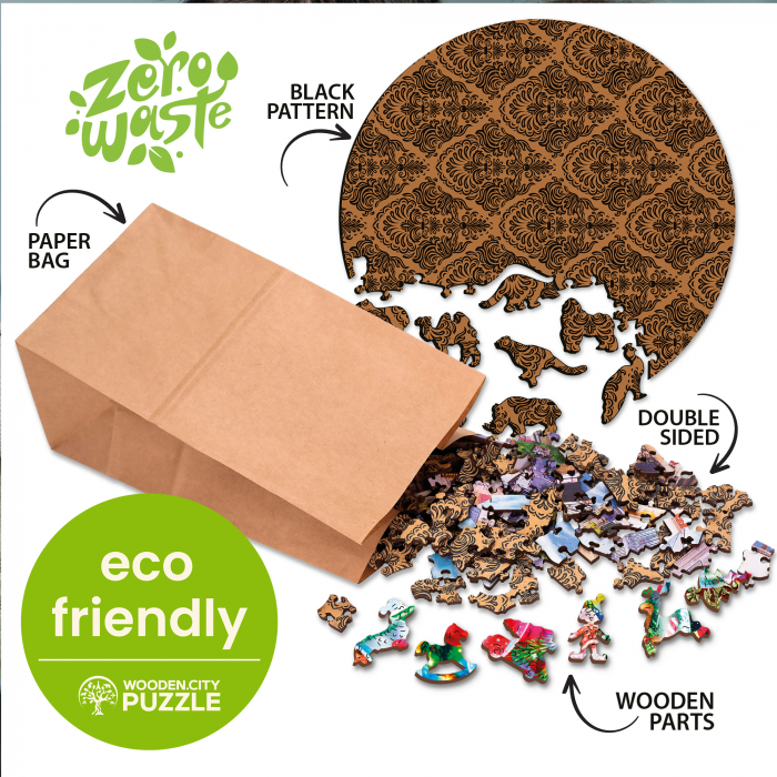 Puzzle 2D, din lemn, Pasare colorata, 500 piese [6]