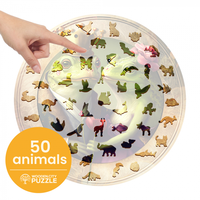 Puzzle 2D, din lemn, Dragostea broscutelor, 500 piese [4]