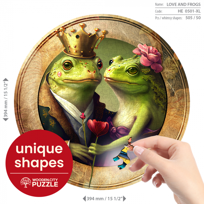 Puzzle 2D, din lemn, Dragostea broscutelor, 500 piese [3]