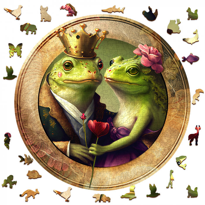 Puzzle 2D, din lemn, Dragostea broscutelor, 500 piese [2]