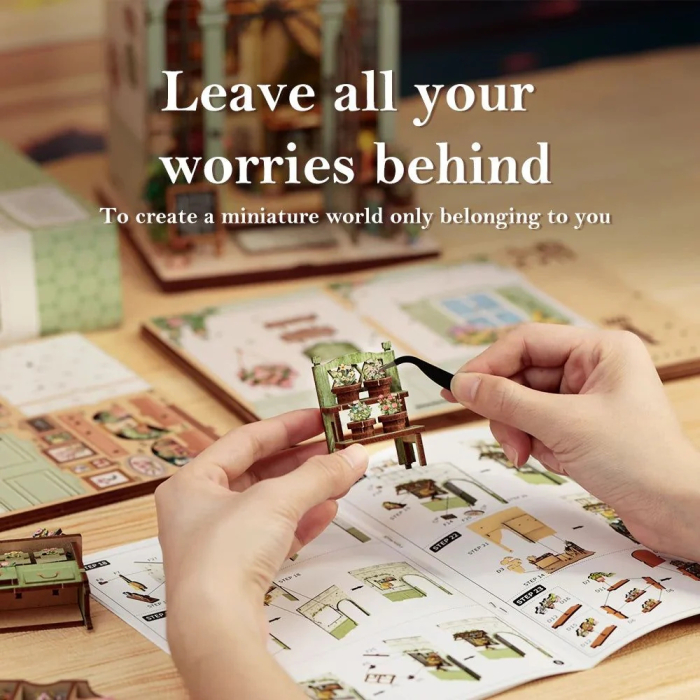 Book nook, Cotor de carte DIY, Libraria Viata Verde, 196 piese [8]