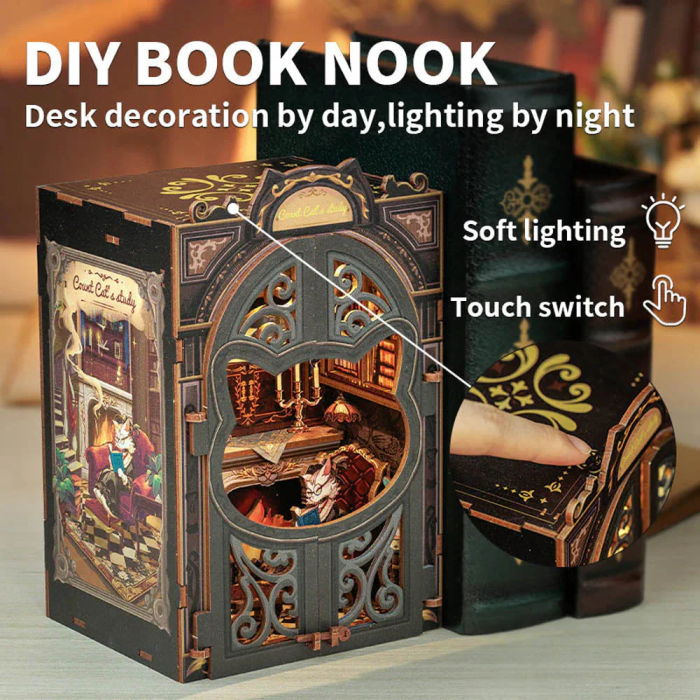 Book  Nook, Cotor de carte DIY, Biroul contelui pisica, 121 piese [9]