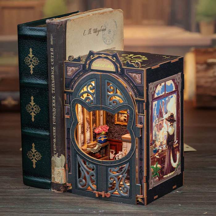 Book  Nook, Cotor de carte DIY, Biroul contelui pisica, 121 piese [6]